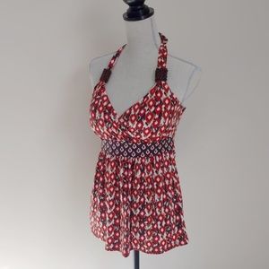 Tribal Pattern Halter Top with Beading